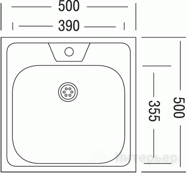 Мойка накладная "Юкинокс" Стандарт STD500.500 ---4C 0C-