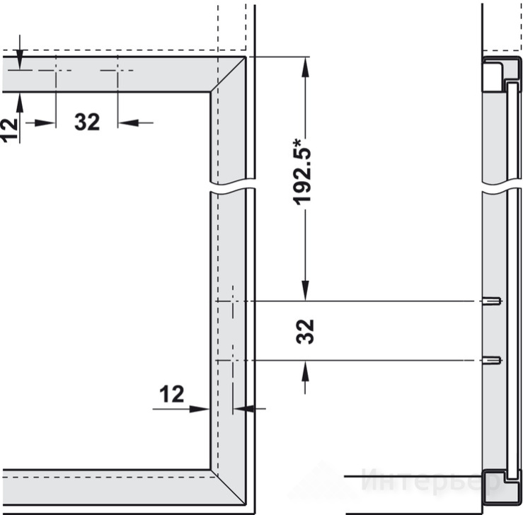 Петля Duomatic Standard угол раскрытия 110⁰, для накладной двери, схема 48/6 мм (подладка 329.74.503