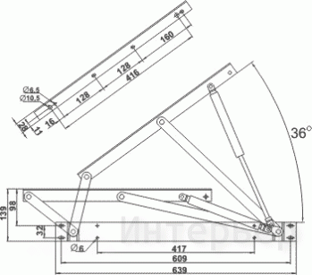 Механизм № 559 трансформации кровати 80кг ( газ. лифт в комплекте )
