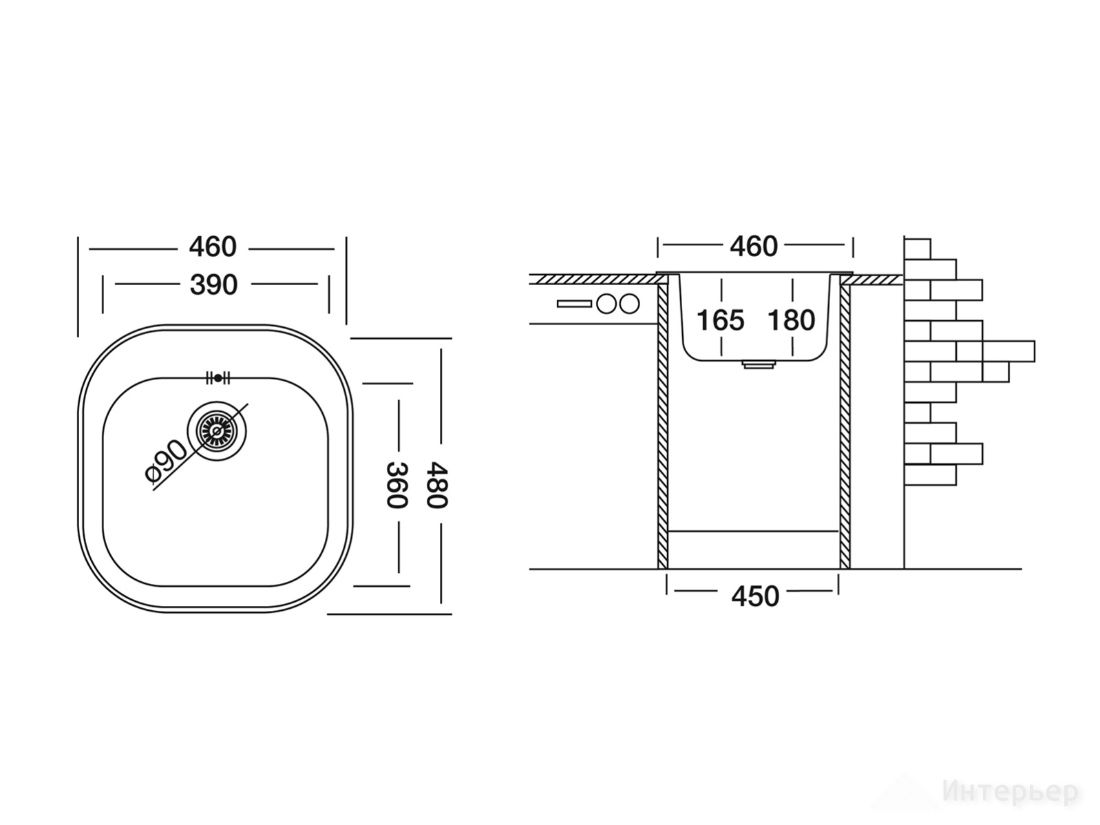 Мойка "Юкинокс" Галант GAL460.480 -GT8K 0C (поверхность лайн) (ф-ра 00286)